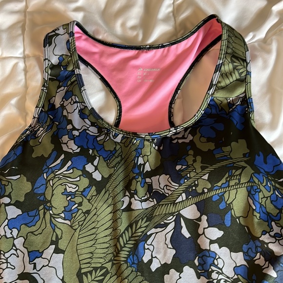 Demix Green Floral Tank Top with Pink Bra Support Size M/L Made in Russia - Picture 11 of 11